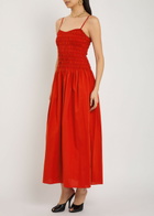 Faithfull The Brand Araceli Smocked Cotton Maxi Dress Red