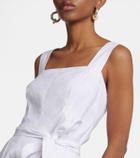 Vince - Square-neck linen-blend midi dress