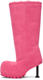 Balenciaga Pink Alaska Fur Tall Boots