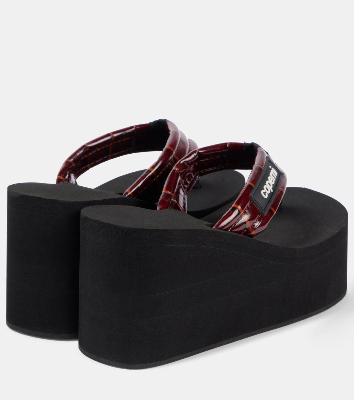 Coperni Logo leather platform thong sandals