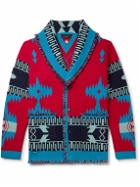 Alanui - Icon Shawl-Collar Cashmere and Linen-Blend Jacquard Cardigan - Red
