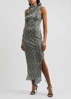 Coperni Python-print Metallic-jersey Maxi Dress Grey