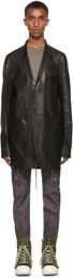 Rick Owens Black Leather Lido Jacket