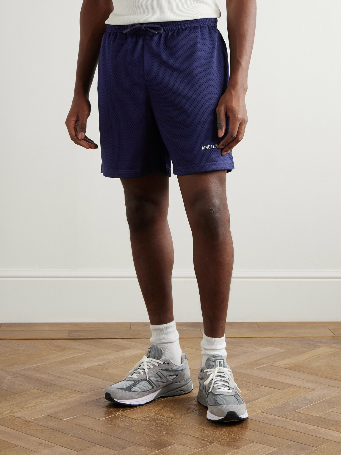 Aimé Leon Dore - Straight-Leg Logo-Print Mesh Shorts - Blue