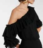 Saint Laurent Ruffled silk crepon minidress