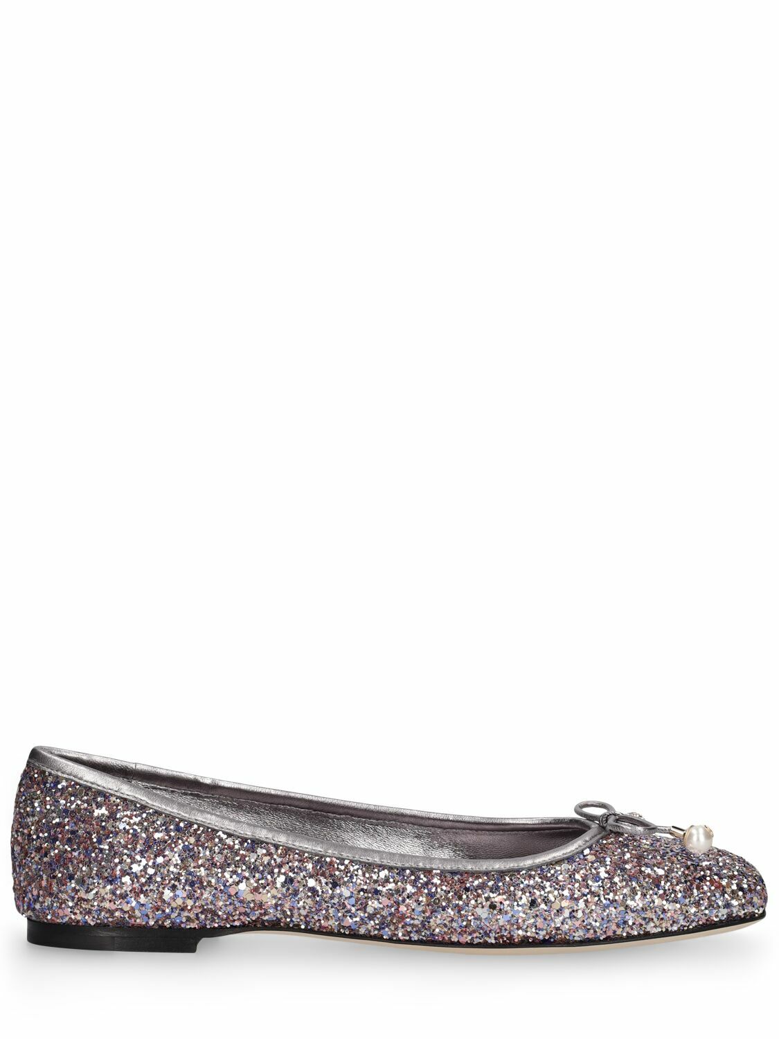 JIMMY CHOO - 10mm Elme Glittered Ballerina Flats