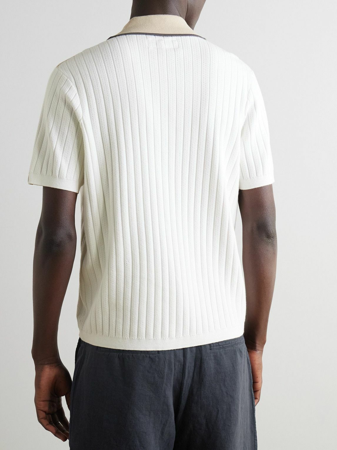 Rag & Bone - Sanford Johnny Striped Cotton-Blend Polo Shirt - White