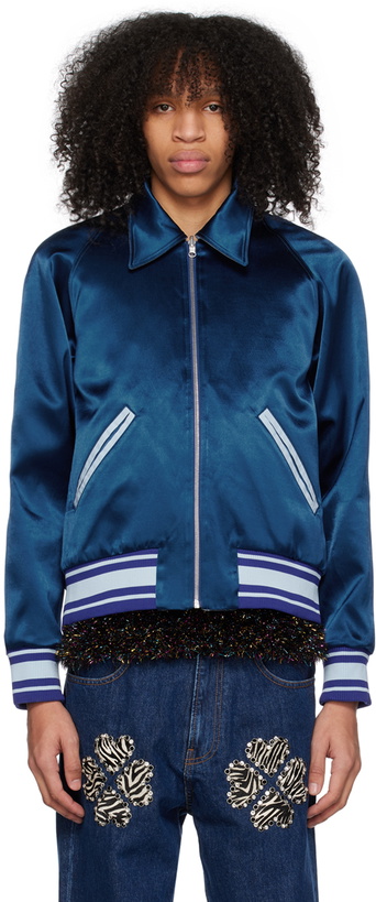 Photo: BLUEMARBLE Blue Varsity Reversible Bomber Jacket