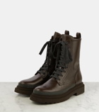 Brunello Cucinelli Monili-embellished leather combat boots