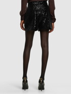 ELIE SAAB - Sequined Velvet High Waist Shorts