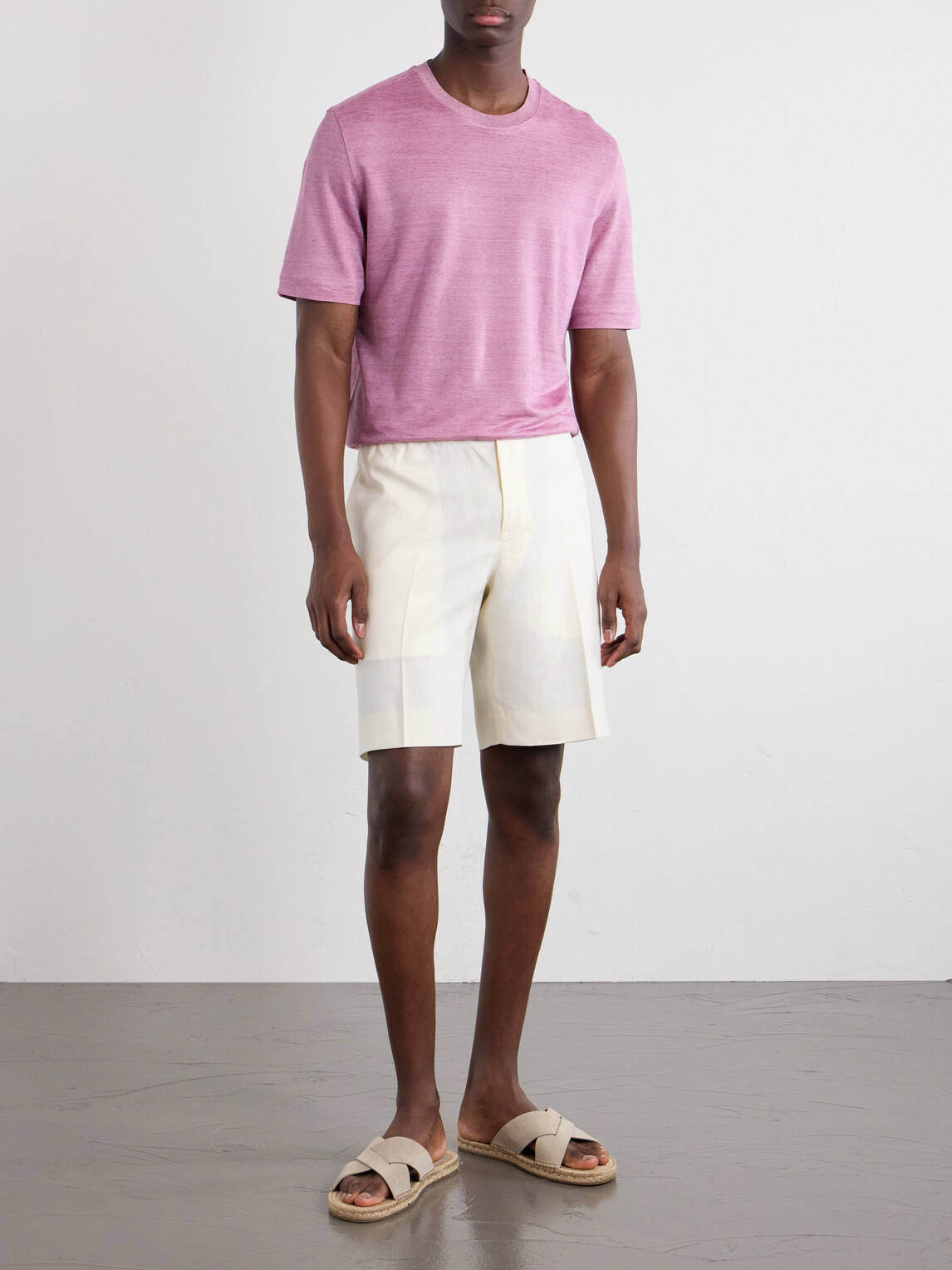 Zegna - Straight-Leg Pleated Linen Drawstring Shorts - White