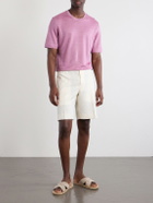 Zegna - Straight-Leg Pleated Linen Drawstring Shorts - White