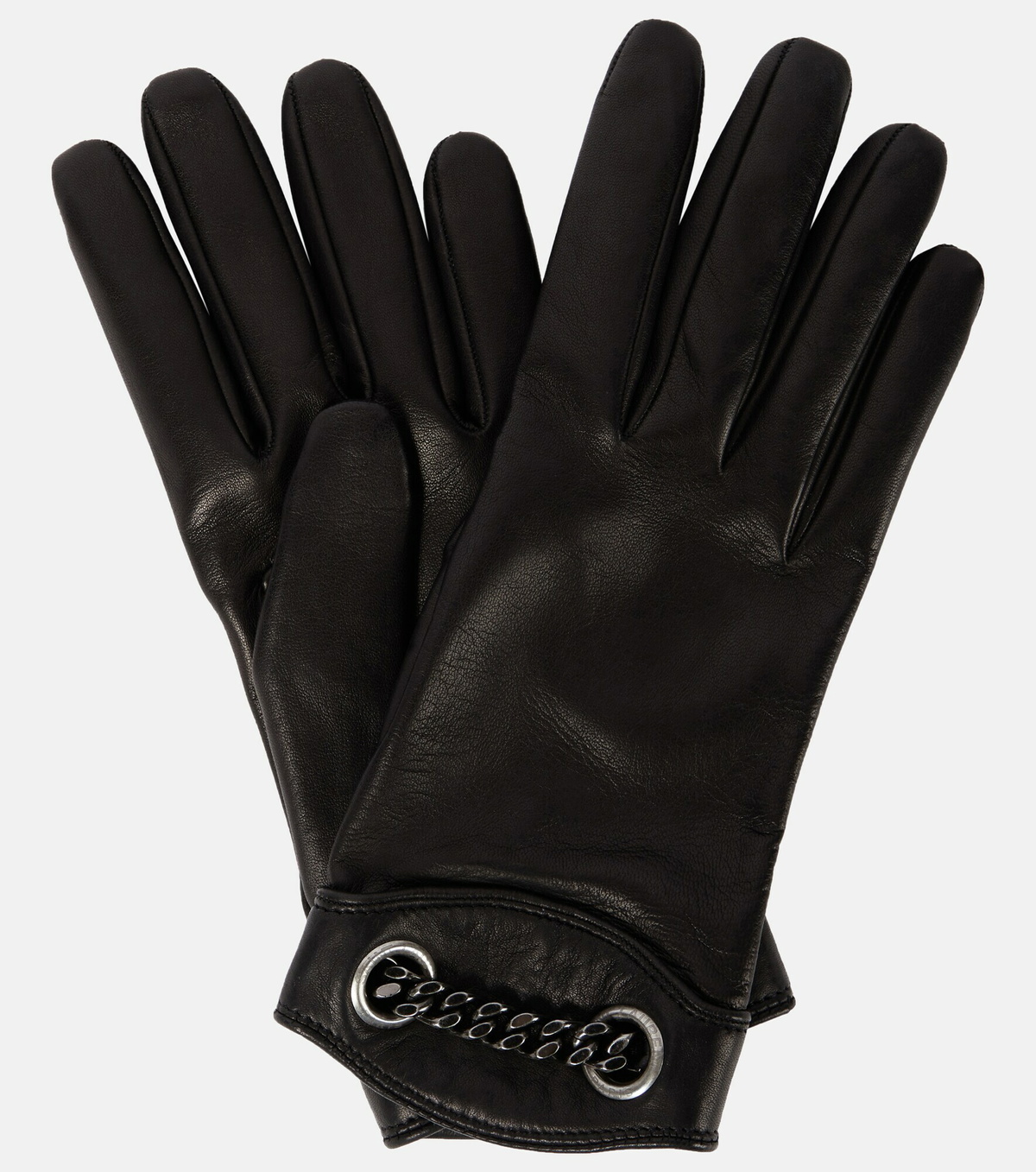 Saint Laurent - Chain-detail leather gloves