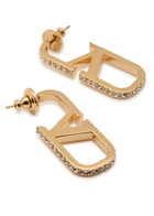 Valentino Vlogo Crystal-embellished Hoop Earrings - Gold - One Size