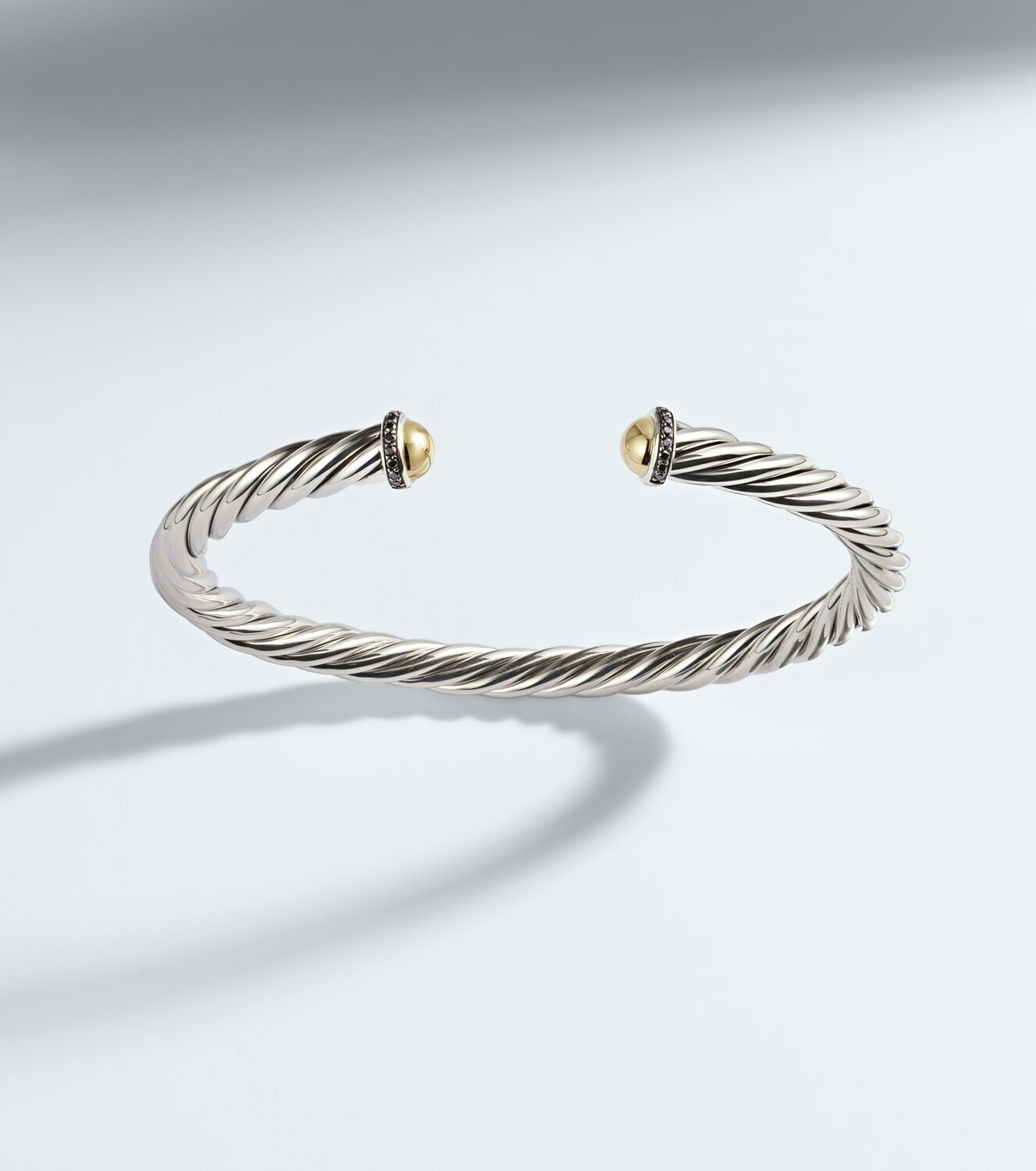 David Yurman Cable sterling silver and 14kt gold cuff bracelet with diamonds