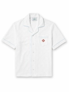 Casablanca - Camp-Collar Logo-Jacquard Cotton-Blend Terry Shirt - White
