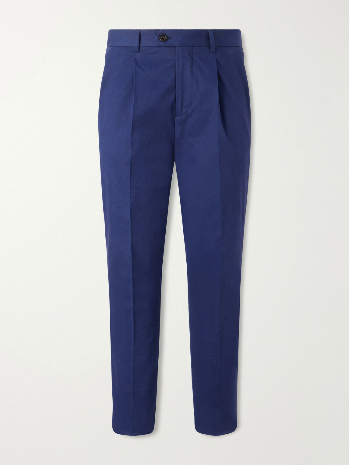 Brunello Cucinelli - Straight-Leg Pleated Cotton-Blend Twill Suit Trousers - Blue