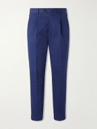 Brunello Cucinelli - Straight-Leg Pleated Cotton-Blend Twill Suit Trousers - Blue