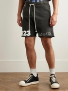 RRR123 - Gymbag Frayed Logo-Print Embroidered Cotton-Jersey Shorts - Black