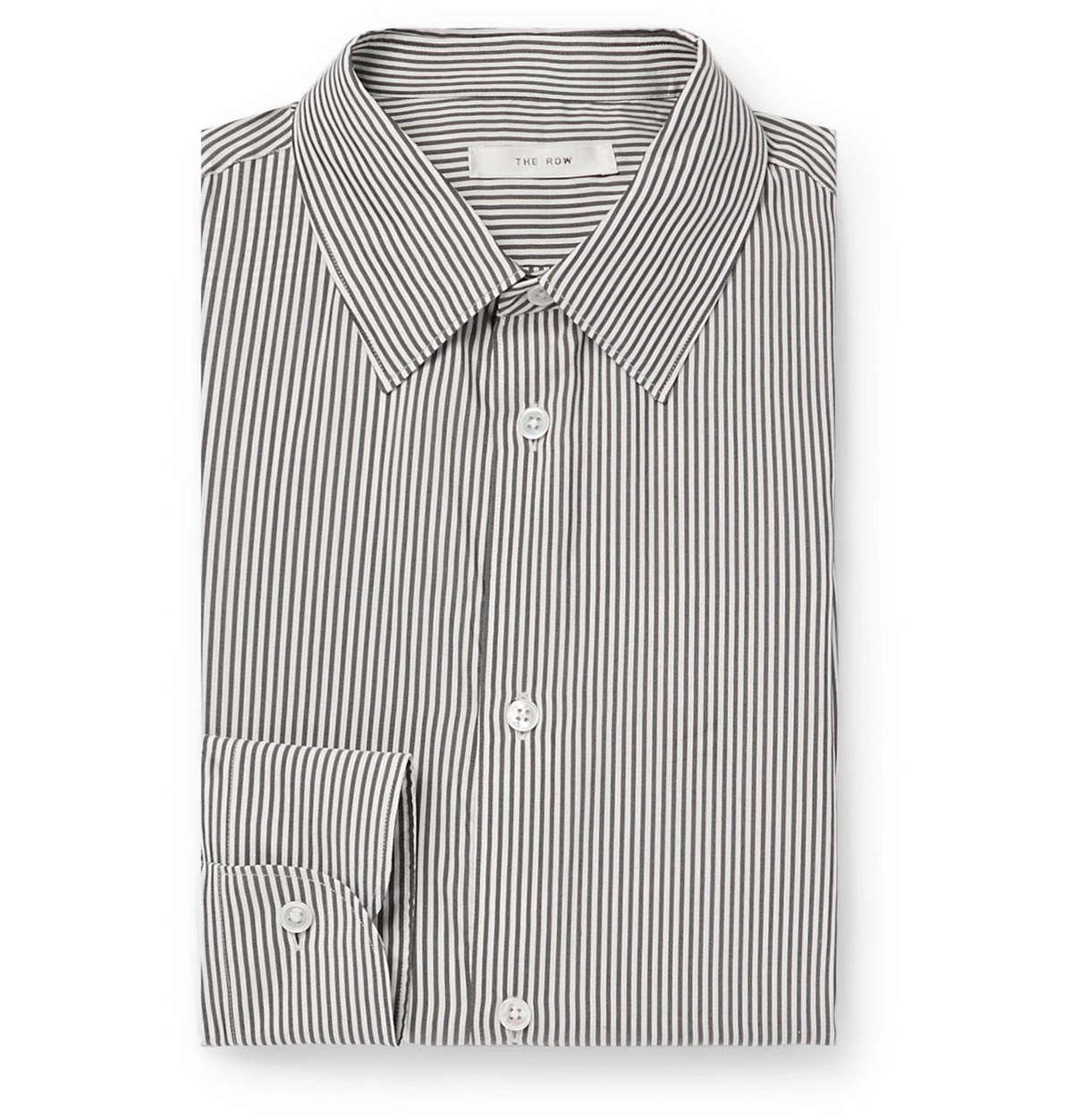 The Row Jasper Black Slim Fit Striped Silk Shirt Black The Row