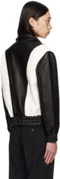 Ernest W. Baker Black & White 80's Leather Track Jacket