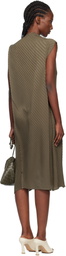 ISSEY MIYAKE Khaki Soft Fold Pleats Midi Dress