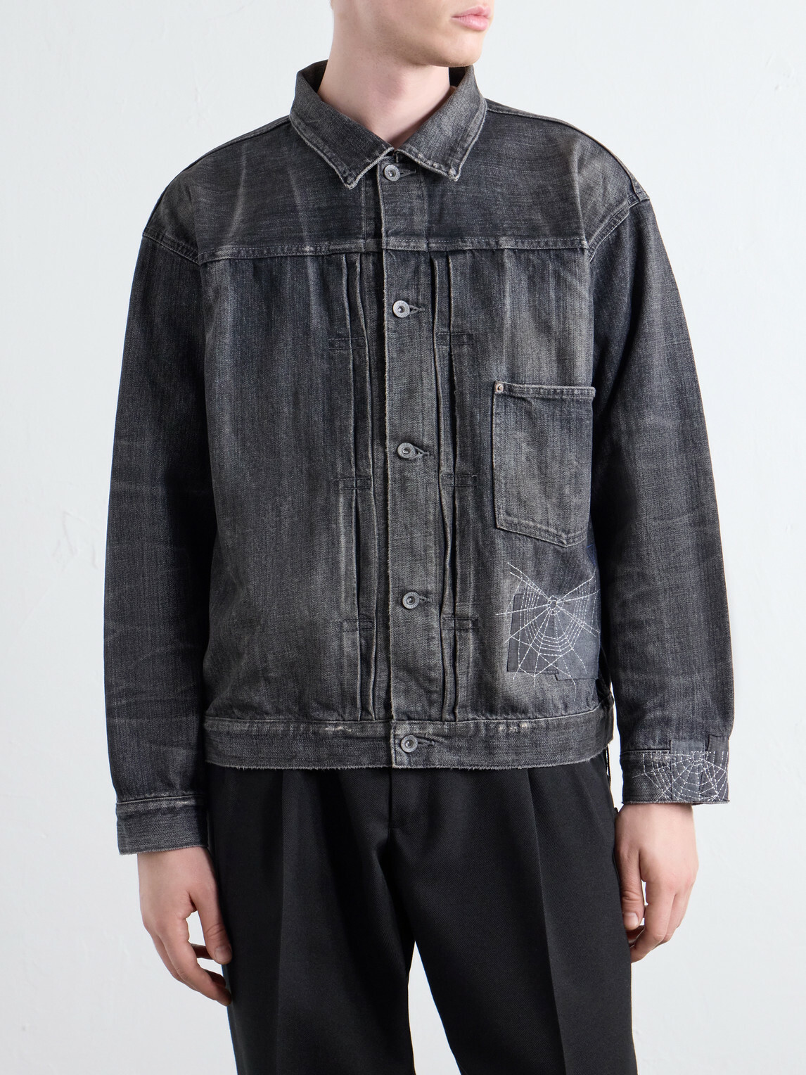 Neighborhood - Savage Embroidered Denim Jacket - Gray Neighborhood