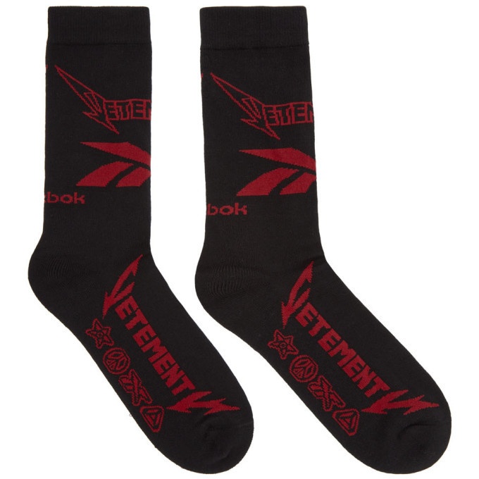 Photo: Vetements Black and Red Reebok Edition Metal Socks