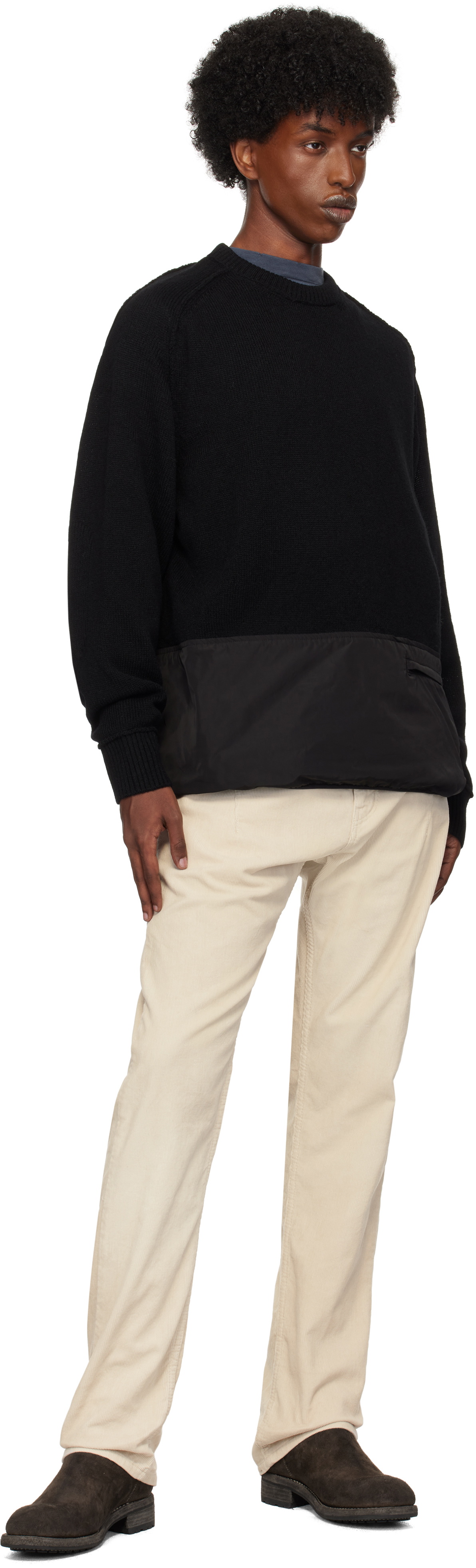 UNDERCOVER Black Paneled Knit Sweater