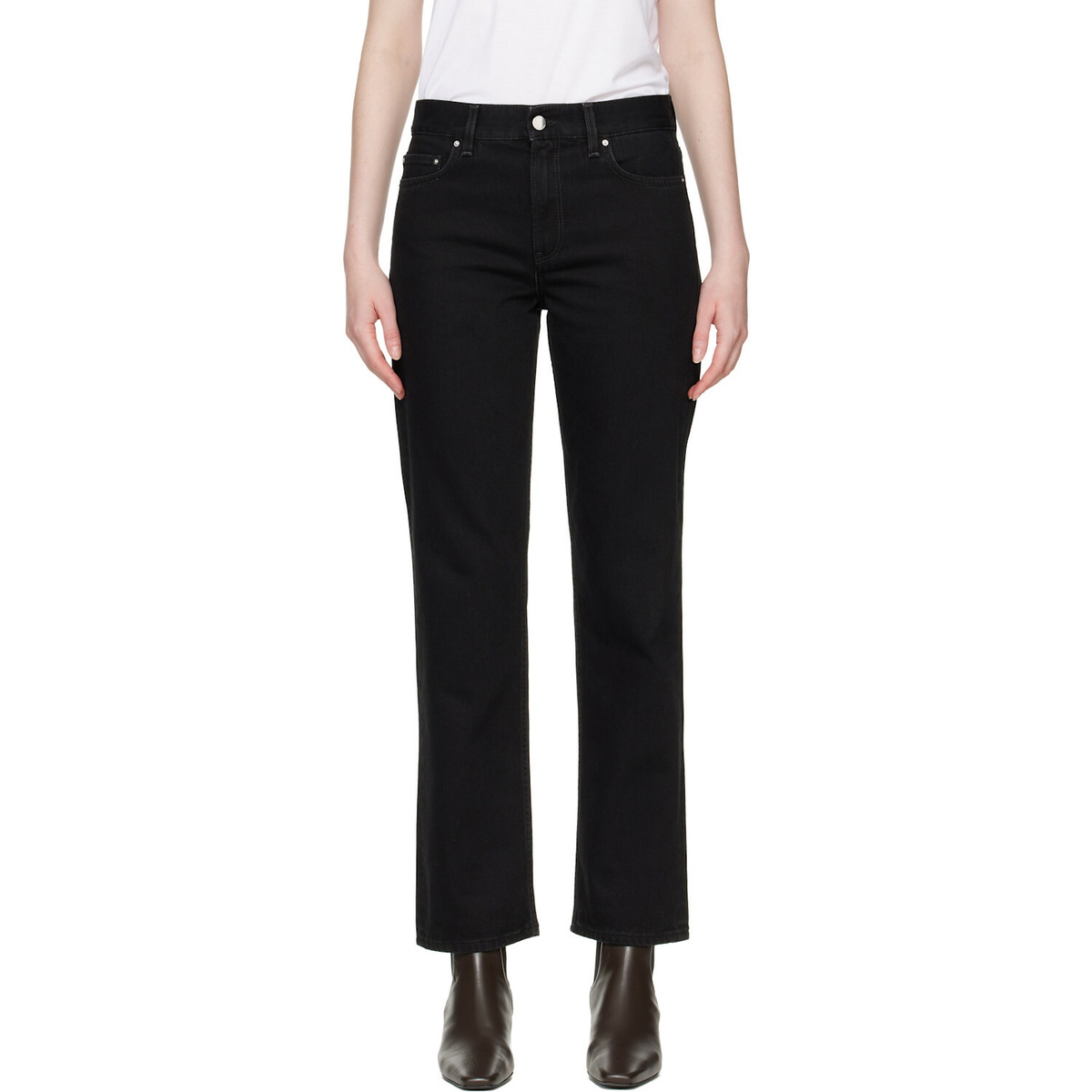 TOTEME Black Low Straight Jeans