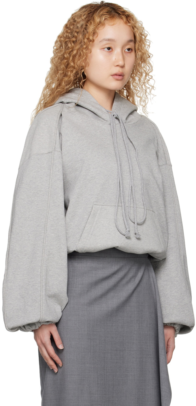 SRVC Gray Shoulder Pleat Hoodie