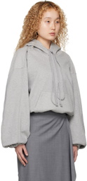 SRVC Gray Shoulder Pleat Hoodie