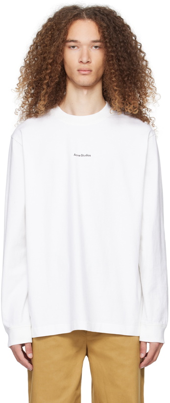 Photo: Acne Studios White Printed Long Sleeve T-Shirt