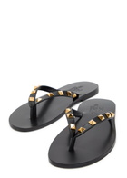 Valentino Garavani Rockstud Thong Leather Sandals Black