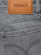 VERSACE Stonewashed High Rise Straight Jeans