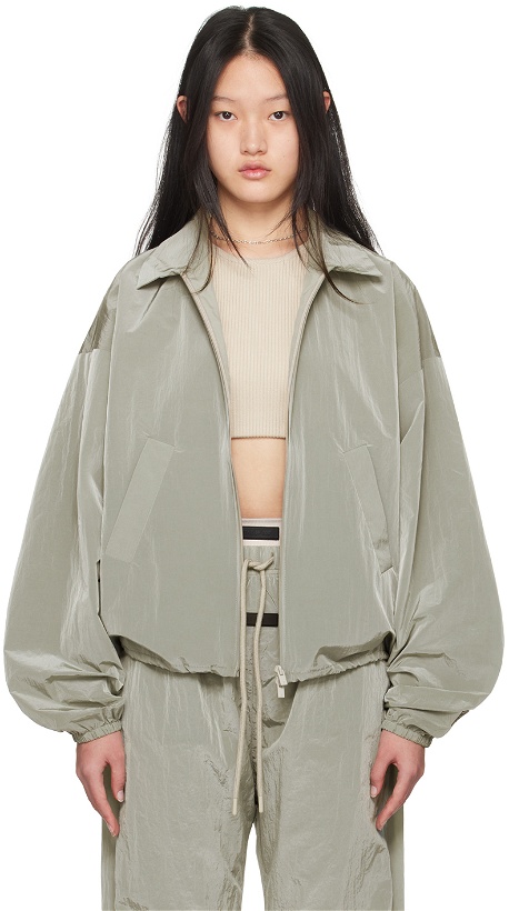 Photo: Fear of God ESSENTIALS Gray Shell Bomber Jacket