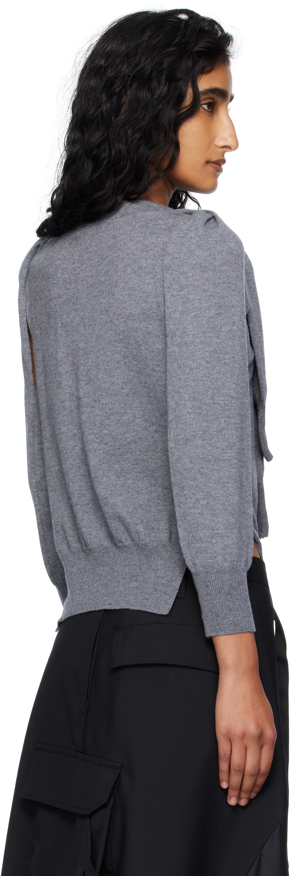 OPEN YY Gray Sleeve Layered Cardigan OPEN YY