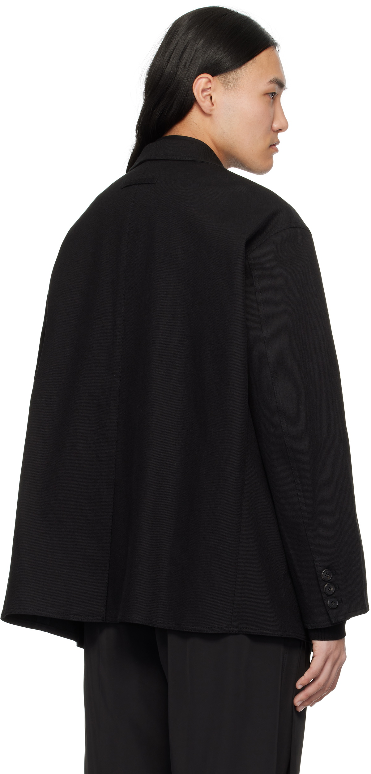 lesugiatelier Black Cotton Twill Blazer