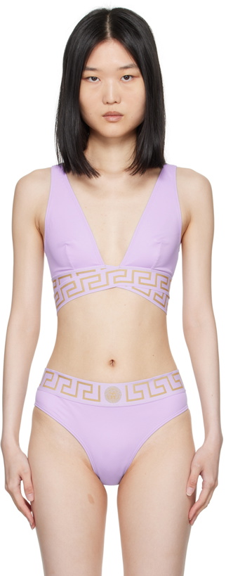Photo: Versace Underwear Purple Greca Border Bikini Top