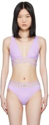 Versace Underwear Purple Greca Border Bikini Top