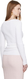 Balmain White Knit Buttons Sweater