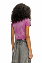 Diesel Cropped sun-faded T-shirt - T-Shirts Womens in Violet