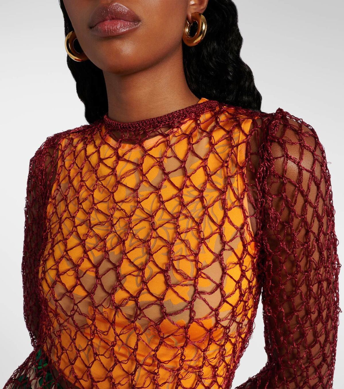 Etro Open-knit sweater and printed crop top set