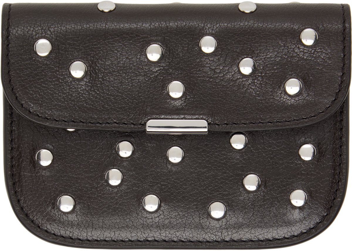 LEMAIRE Brown Soft Tab Studs Dots Card Holder