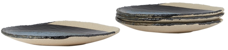 JAR CERAMISTES Blue & Black Wabi Dessert Plate Set