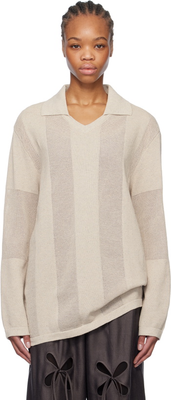 Photo: J.Kim Beige Anton Belinskiy Edition Striped Knit Circus Jersey Polo