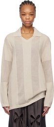 J.Kim Beige Anton Belinskiy Edition Striped Knit Circus Jersey Polo