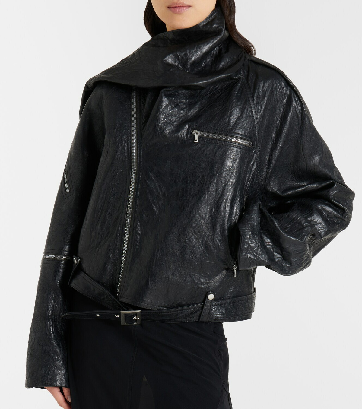 Rick Owens Scarf Light leather biker jacket