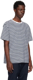 nanamica Navy & White Striped T-Shirt
