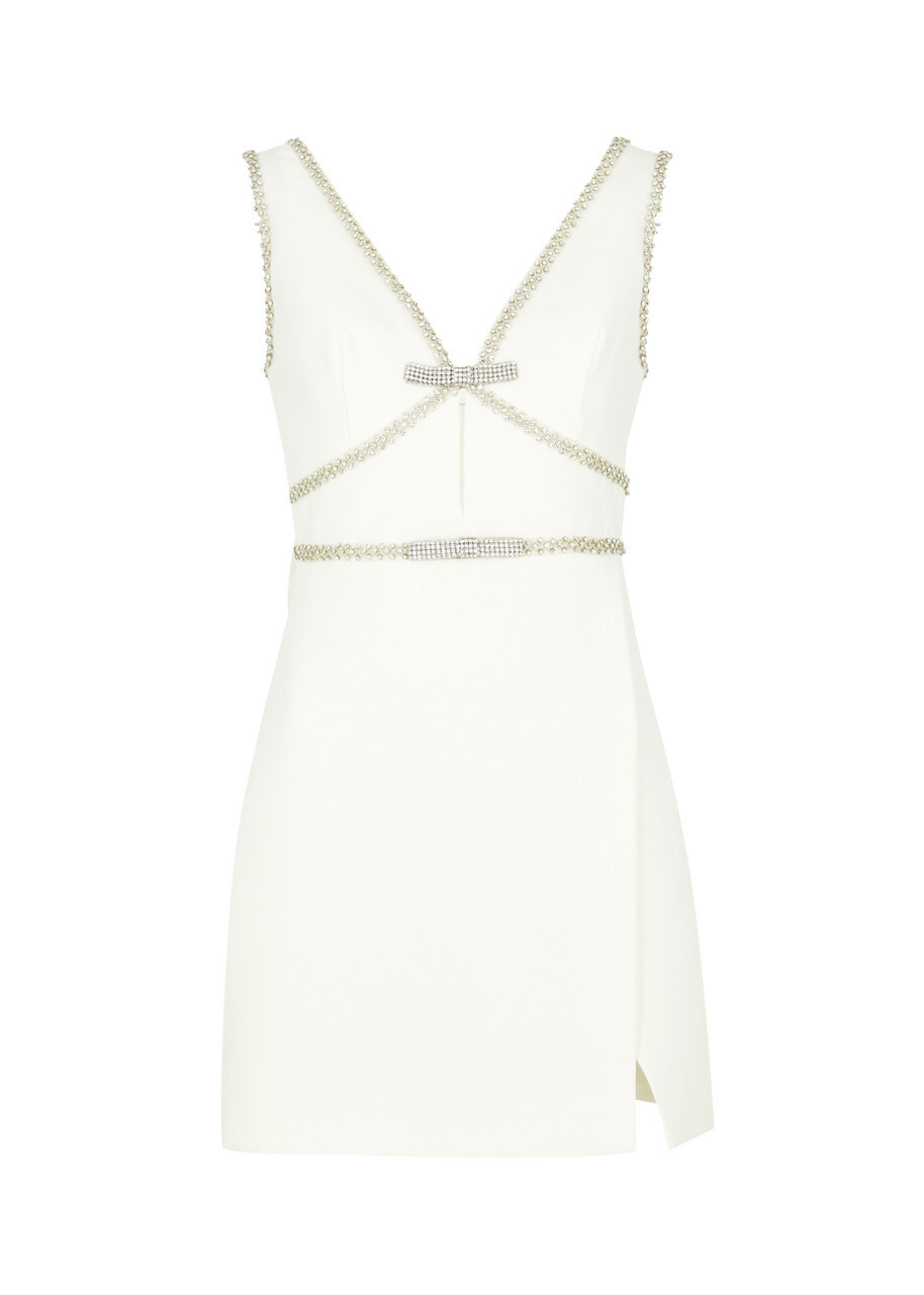 sparkle black mini dress self-portrait - White Crepe Bow Mini Dress main image 1